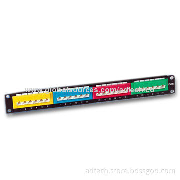 19-inch 1U Cat5e Patch Panel with 24 RJ45 Ports, UL Mark